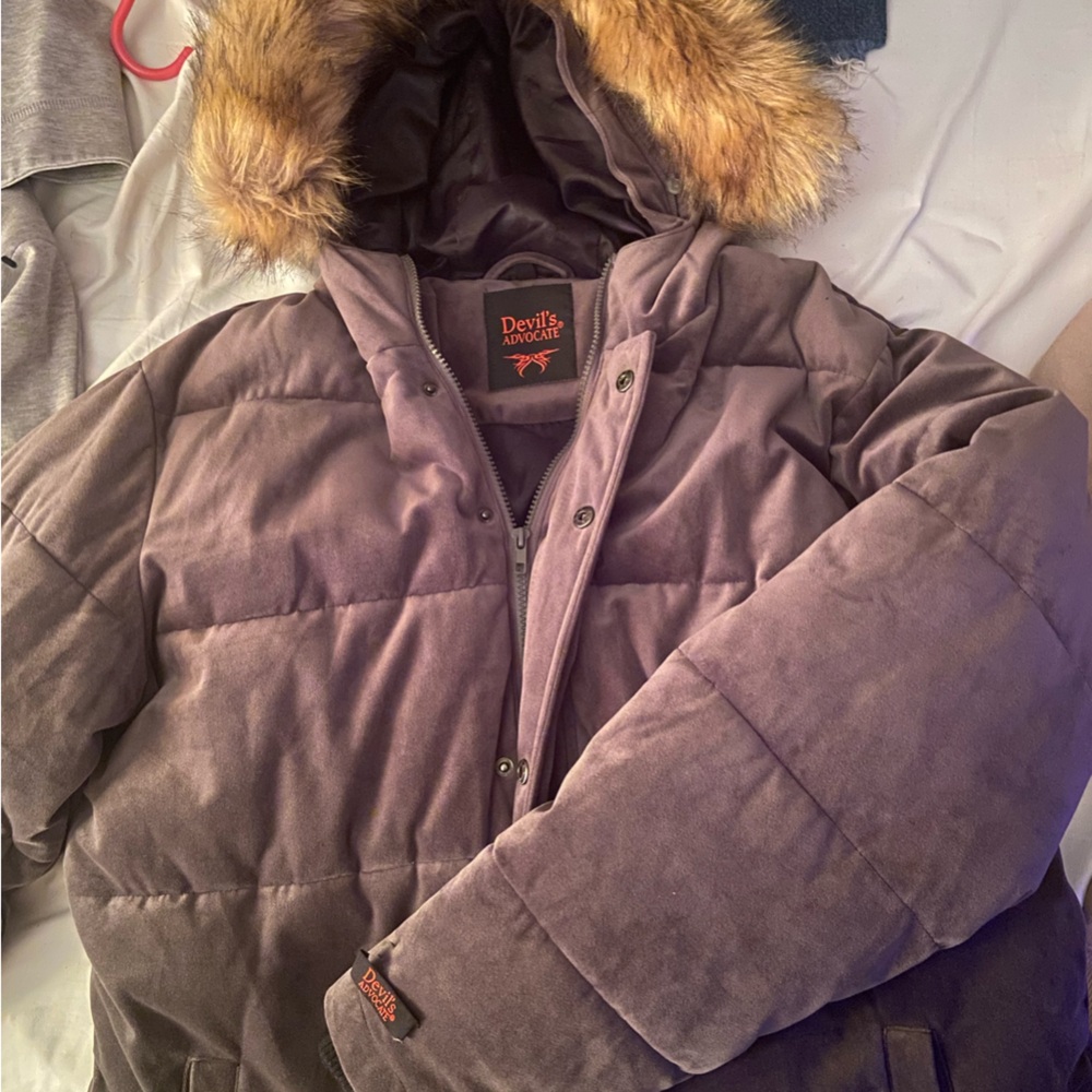 DKNY Faux Fur Hooded Puffer Jacket - Black and Brown